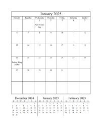 Printable Calendar January 2025