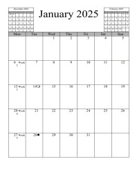 Printable Calendar January 2025